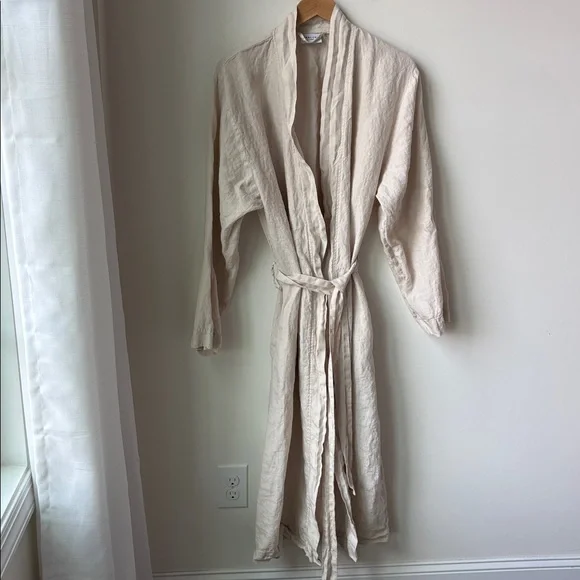 Parachute 100% Linen Robe in Natural Linen Color Pockets Tie Waist Size XL - Picture 1 of 11